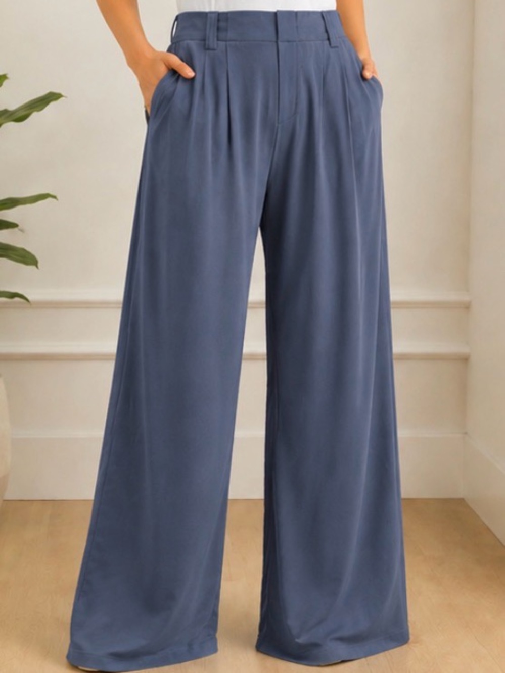 NWT Halara High Waisted Wide Leg Pants Blue Size Medium Tall